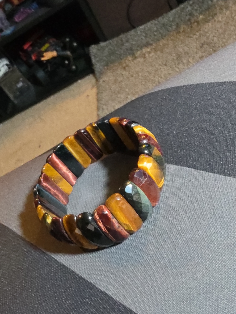 Multicolor Tiger Eye Stretch Bracelet - Polished Gemstone Design